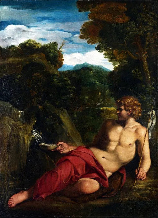 São João Batista sentado no deserto - Annibale Carracci