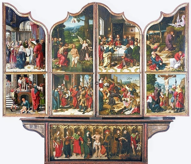 São João Batista e São Renaud (detalhe). - Joos van Cleve