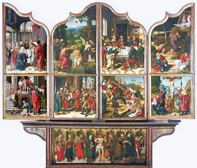 São João Batista e São Renaud (detalhe). - Joos van Cleve