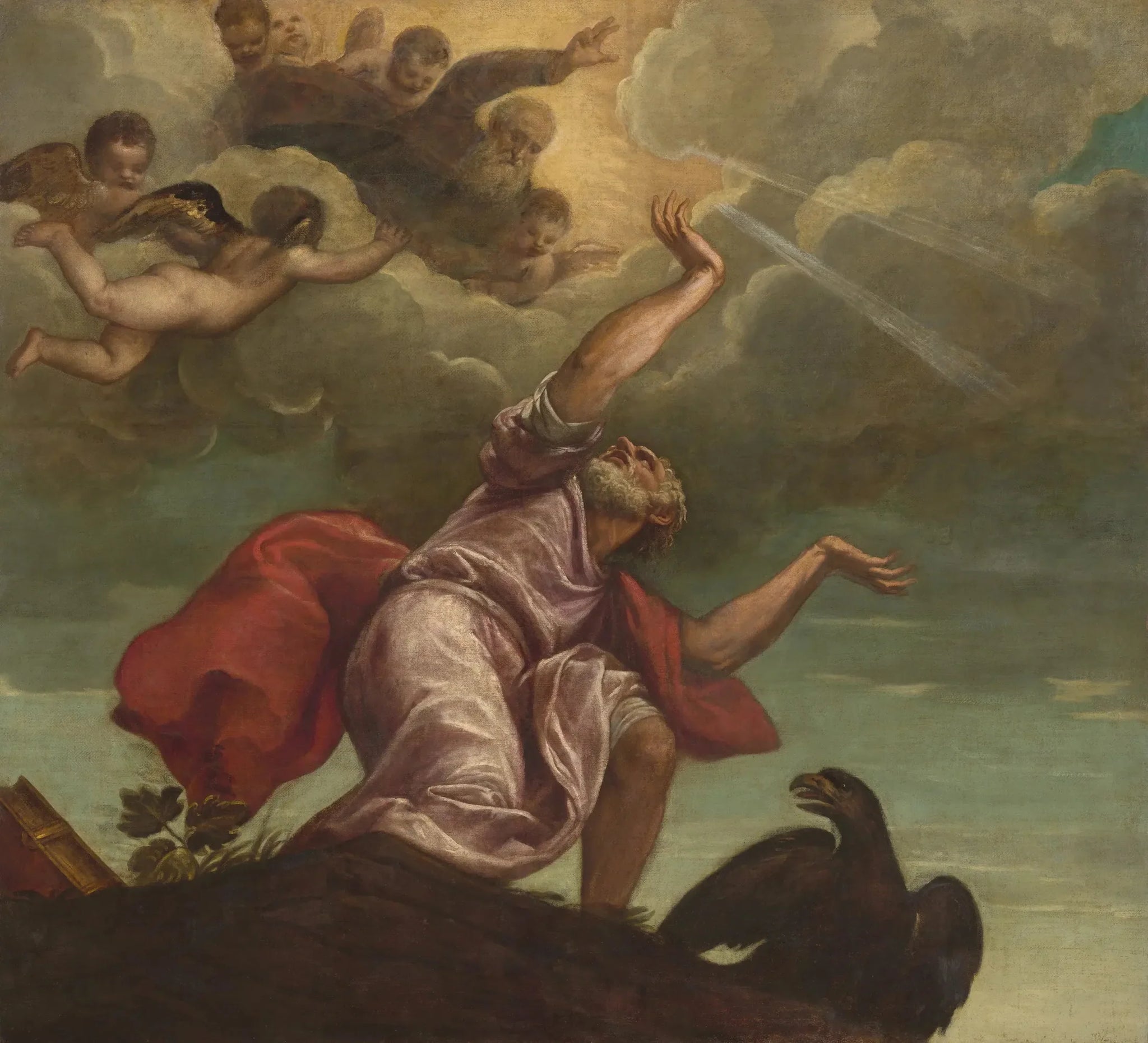 Saint Jean l'Évangéliste à Patmos - Titian image 1 reproduction de peinture à l’huile
