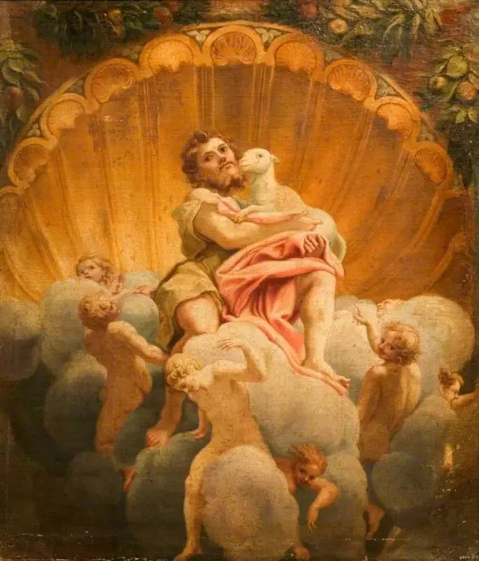São João Portando o Cordeiro (cópia da afresco da cúpula da catedral de Parma) - Antonio da Correggio