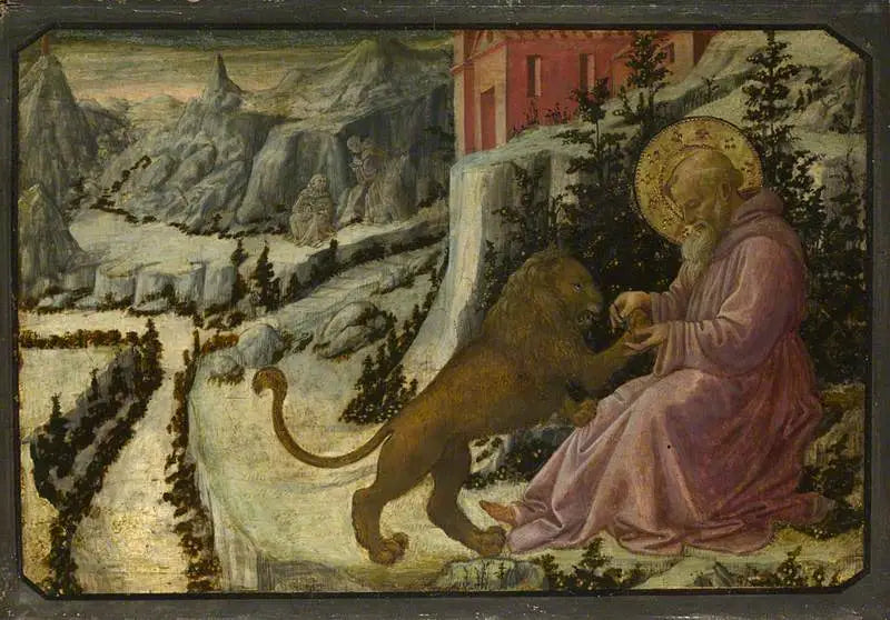 São Jerônimo e o Leão: Painel de Predela - Fra Filippo Lippi