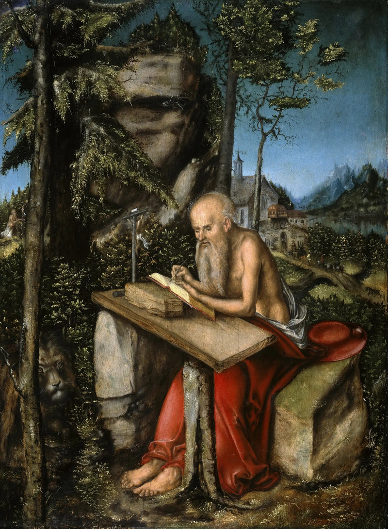 São Jerônimo em uma paisagem rochosa - Lucas Cranach, o Velho