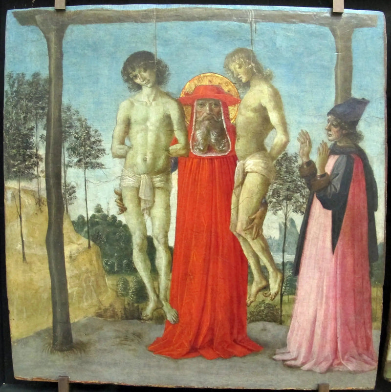 São Jerônimo apoiando dois jovens enforcados - Pietro Perugino
