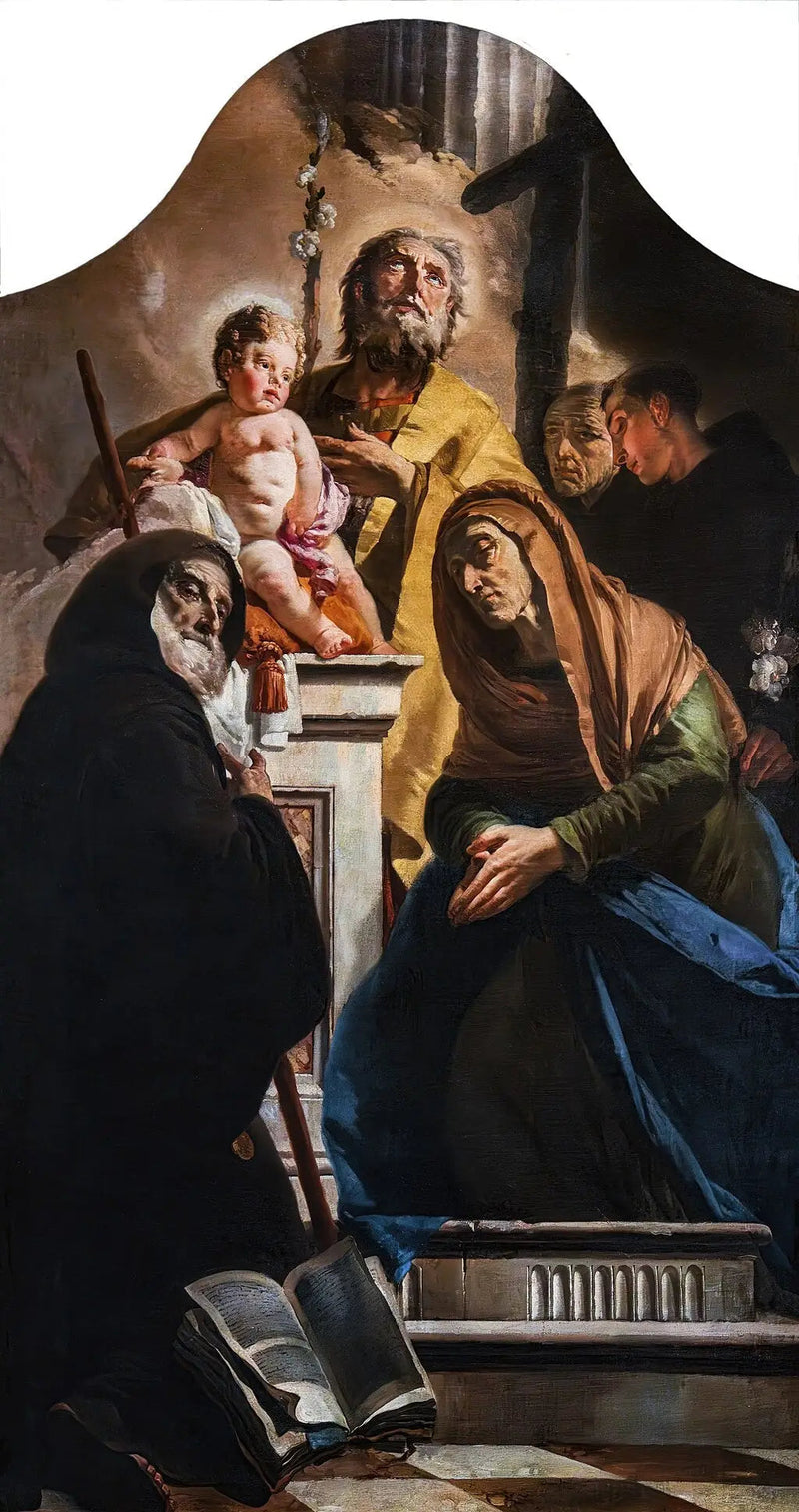 São José com o Menino Jesus e os santos Francisco de Paula, Ana, Antônio e Pedro de Alcântara - Giovanni Battista Tiepolo