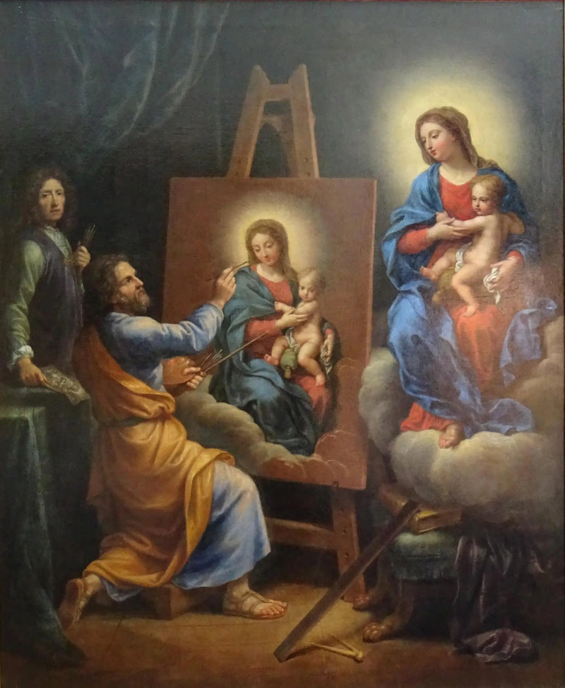 São Lucas pintando a Virgem com o Autorretrato de Mignard - Pierre Mignard