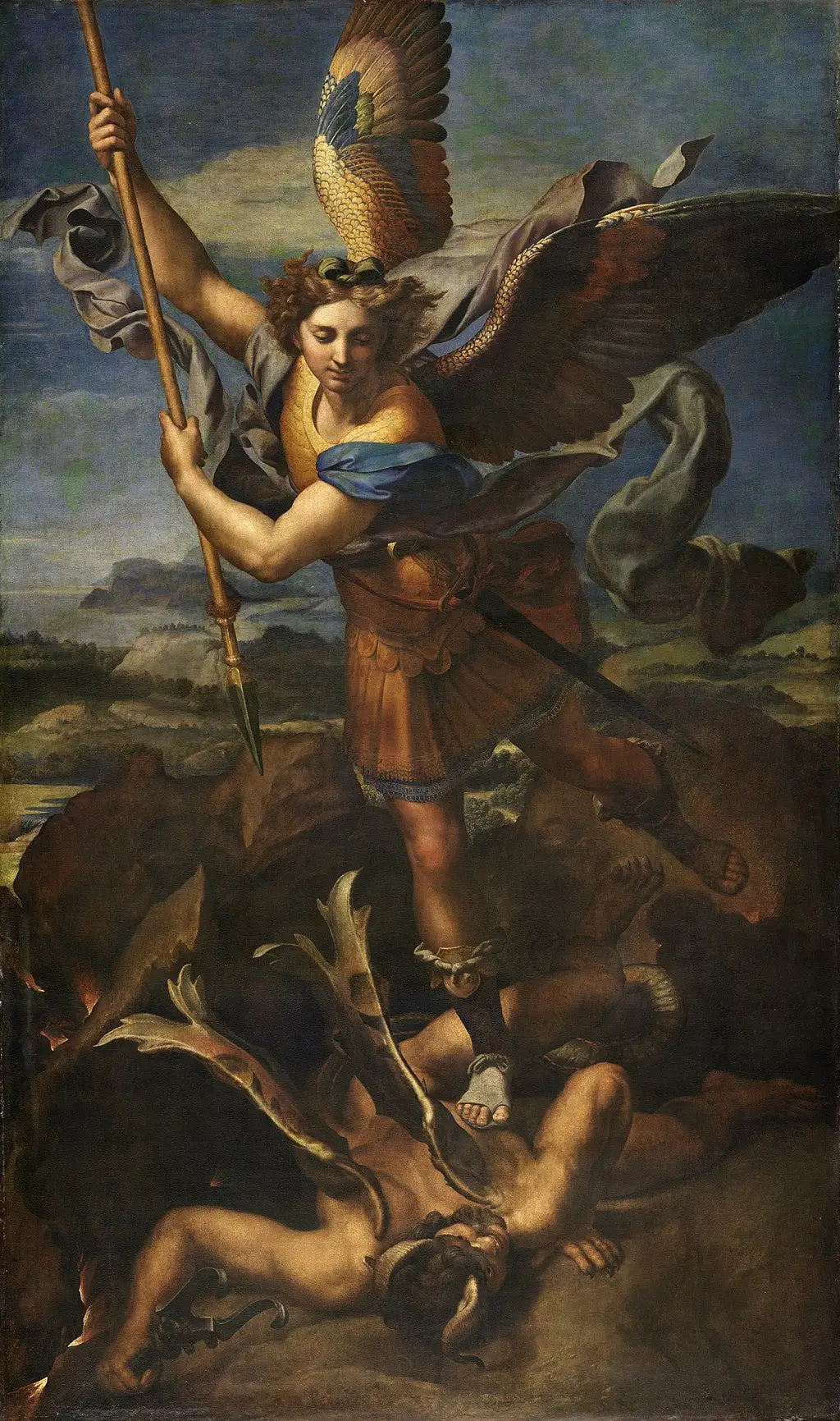 Reproduction du tableau « Saint Michel terrassant le démon - Raphaël Sanzio » par Alpha Reproduction en peinture à l’huile
