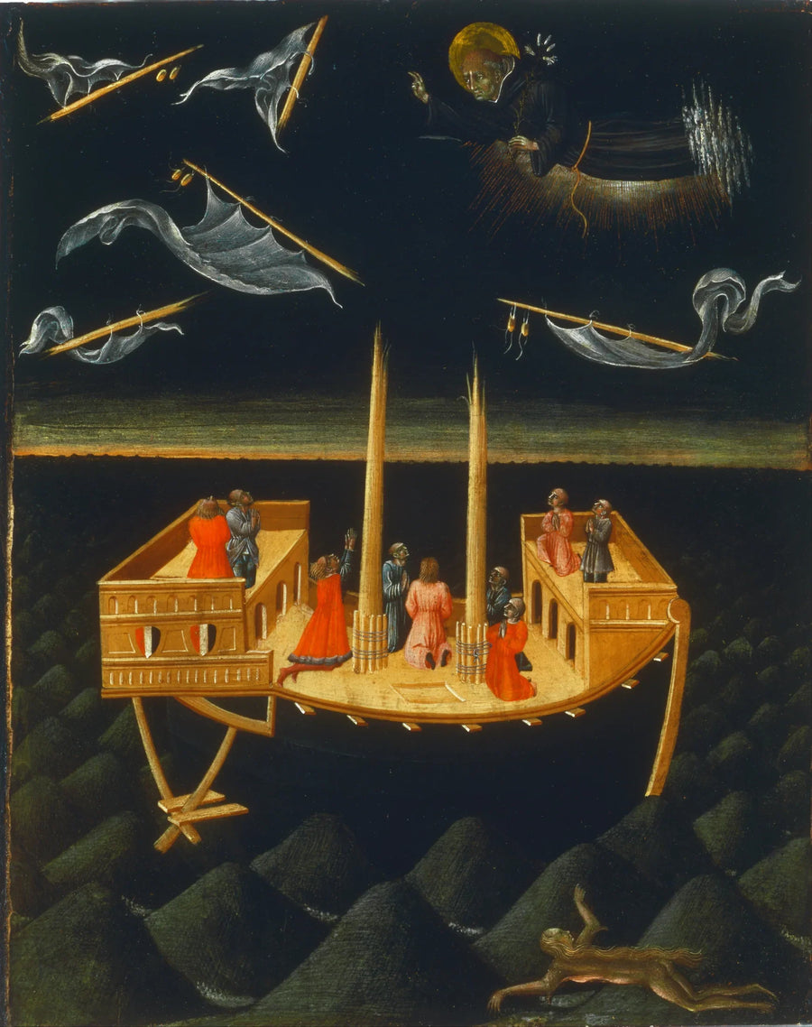 São Nicolau de Tolentino salvando um náufrago - Giovanni di Paolo