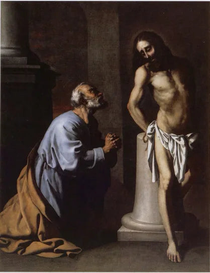 São Pedro penitente diante de Cristo na coluna - Francisco de Zurbarán