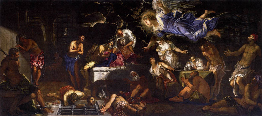 São Roque na prisão visitado por um anjo - Jacopo Tintoretto