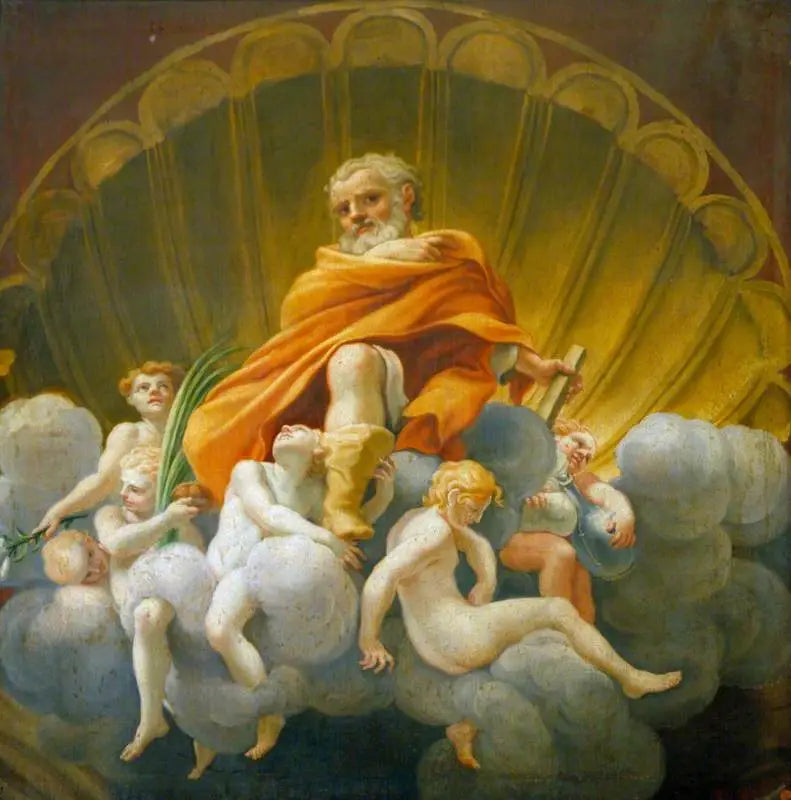 São Tomás cercado por anjos (cópia da afresco da cúpula da catedral de Parma) - Antonio da Correggio