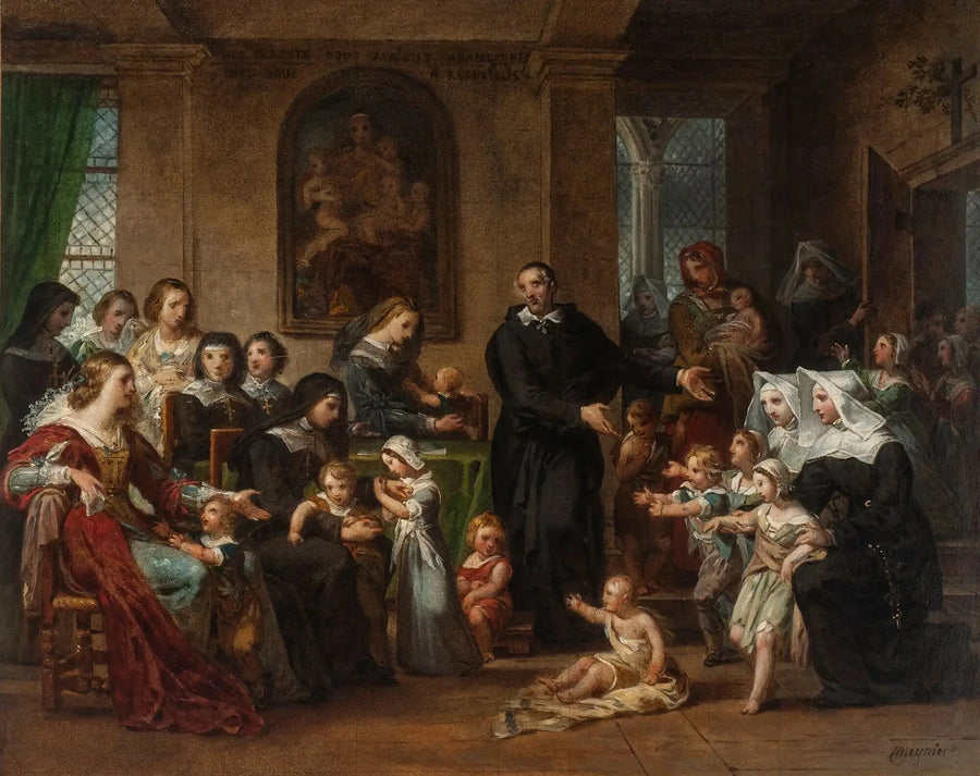 São Vicente de Paulo pregando a caridade às mulheres da corte de Luís XIII - Charles Meynier