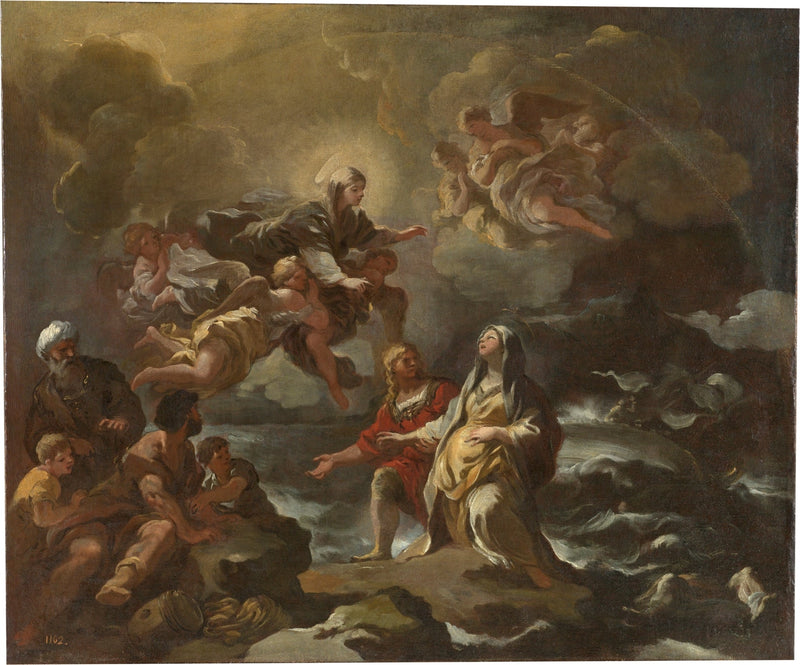 Santa Brígida salva de um naufrágio pela Virgem Maria - Luca Giordano