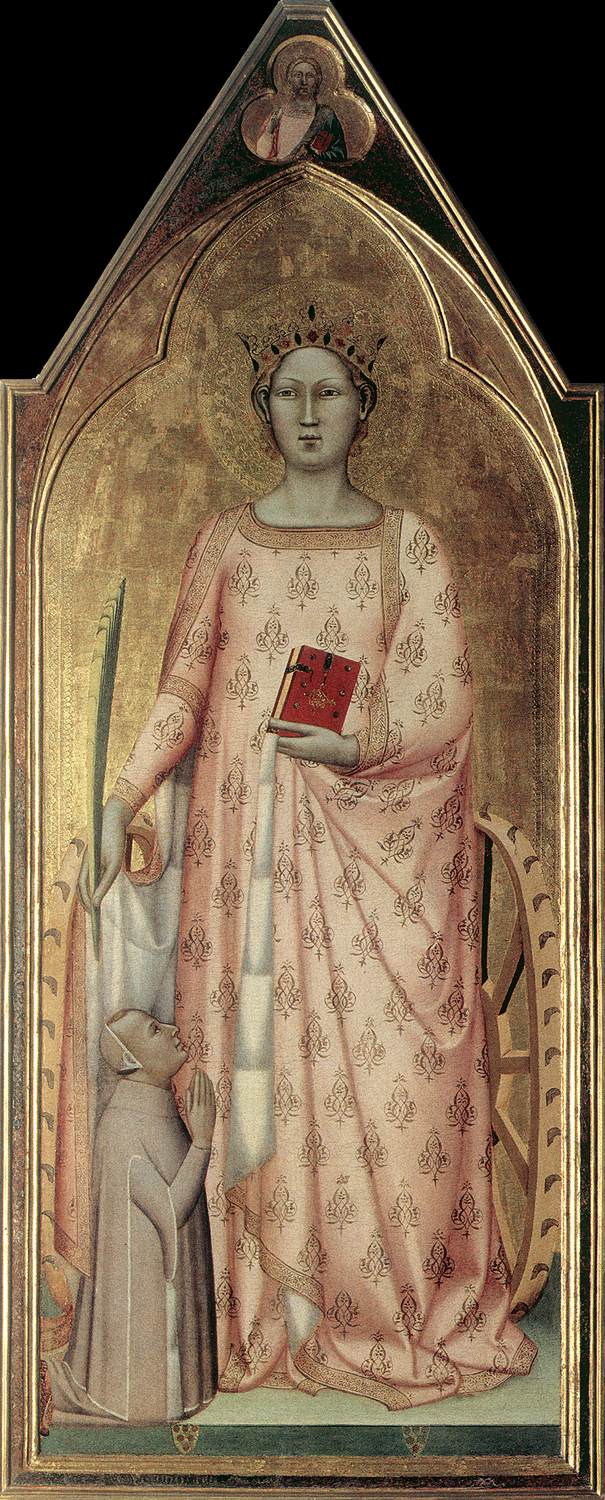 Santa Catarina de Alexandria com o doador e a bênção de Cristo - Bernardo Daddi