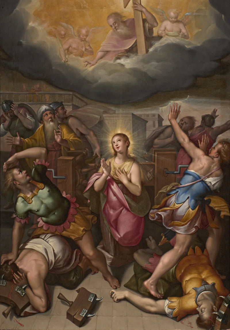 Santa Catarina de Alexandria e o milagre da roda - Denis Calvaert