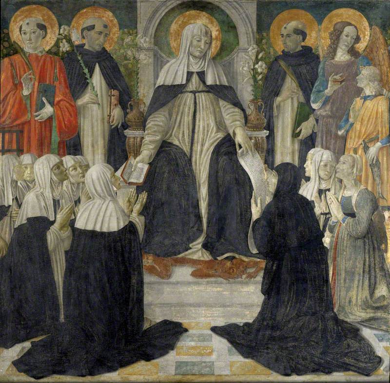 Santa Catarina de Sena como mãe espiritual dos segundos e terceiros ordens de Santo Domingos - Cosimo Rosselli
