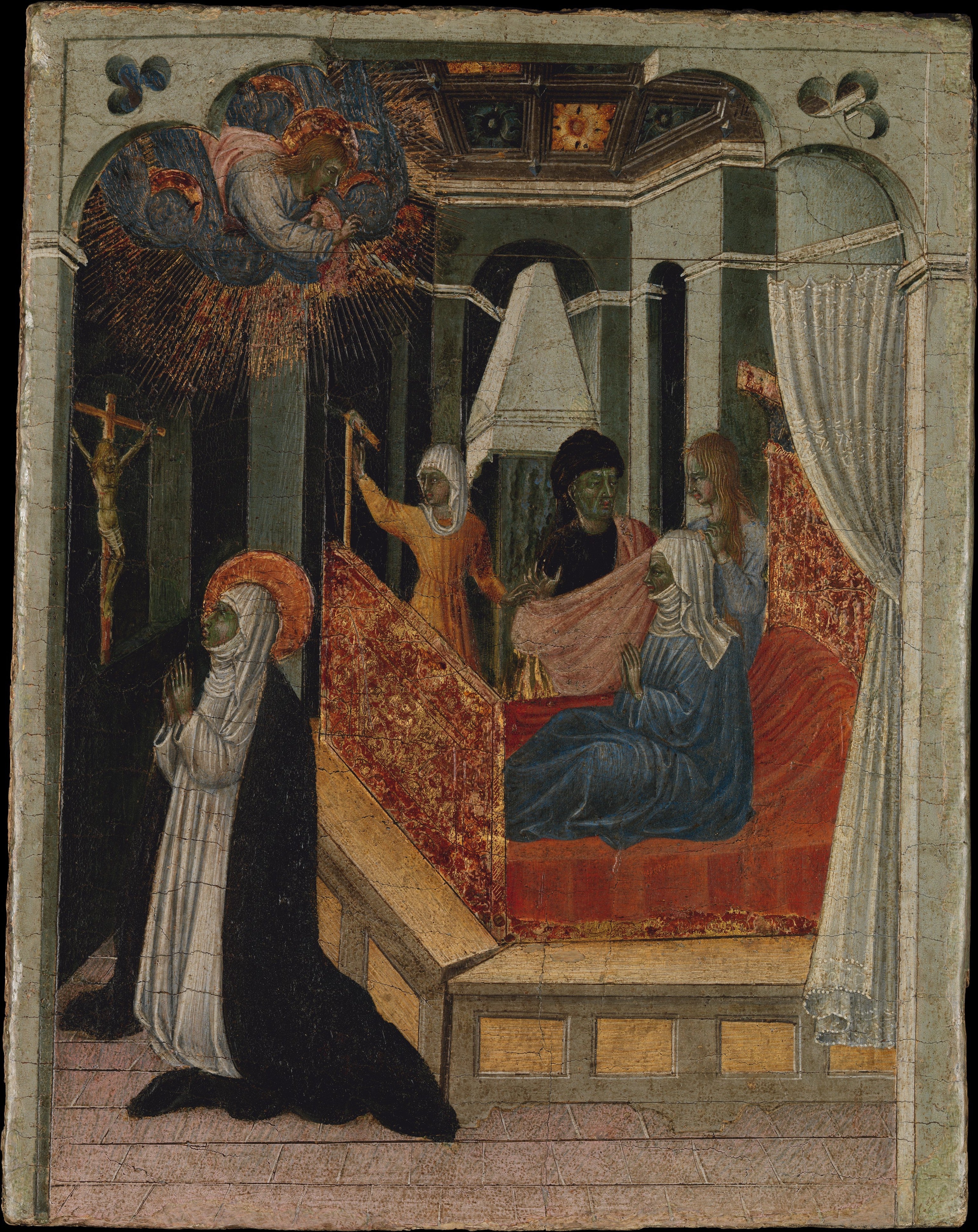Sainte Catherine de Sienne suppliant le Christ de ressusciter sa mère - Giovanni di Paolo - Alpha Reproduction
