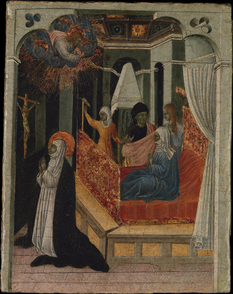 Santa Catarina de Sena implorando a Cristo que ressuscite sua mãe - Giovanni di Paolo