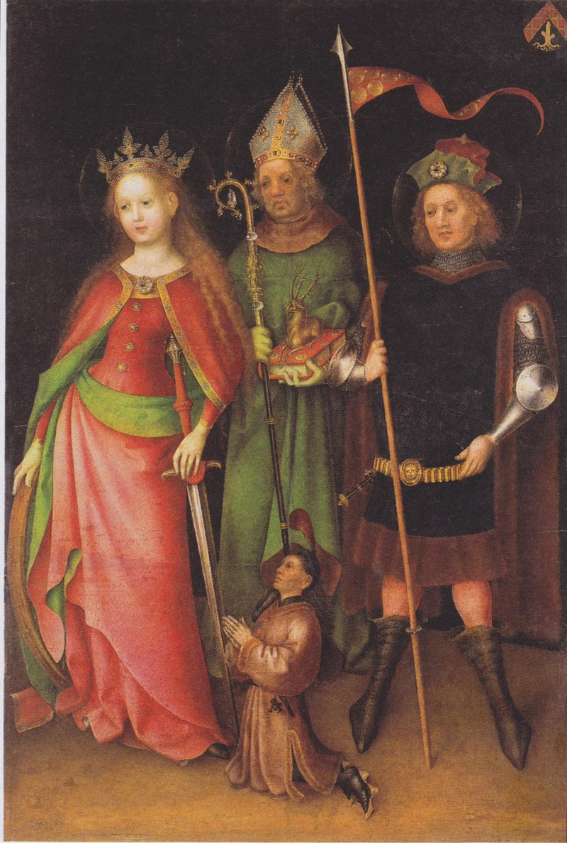 Santa Catarina, São Hubertus e São Quirino (Altar do Juízo Final) - Stefan Lochner