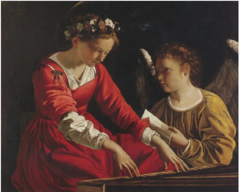 Santa Cecília com um anjo tocando a lira - Orazio Gentileschi