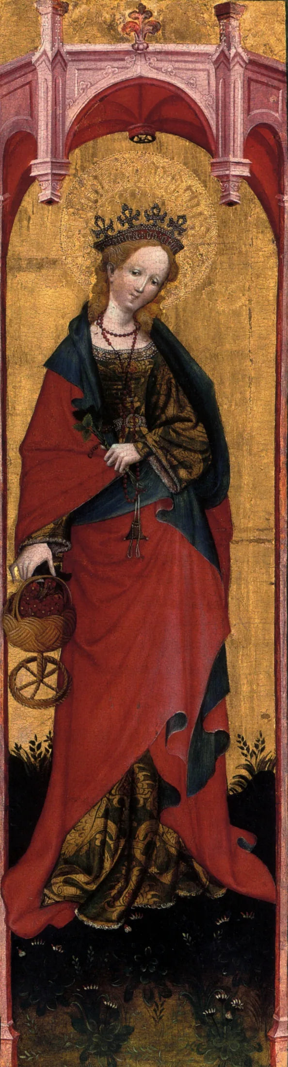 Santa Doroteia da igreja Santa Walburga de Soest, ala de um tabernáculo - Conrad von Soest