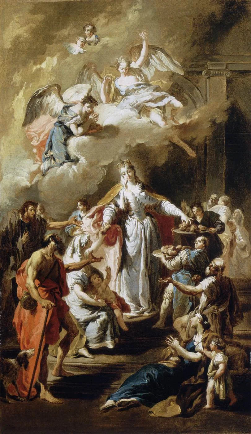 Santa Elisabeth de Hungria que distribui a esmola - Giovanni Battista Pittoni