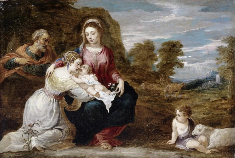 Santa Família com Santa Isabel e São João criança - David Teniers o Jovem