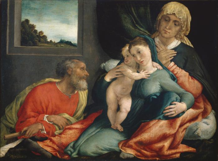 Santa Família com os santos Ana e Joaquim - Lorenzo Lotto