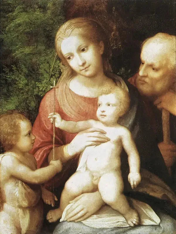 Santa Família com São João Batista criança - Antonio da Correggio