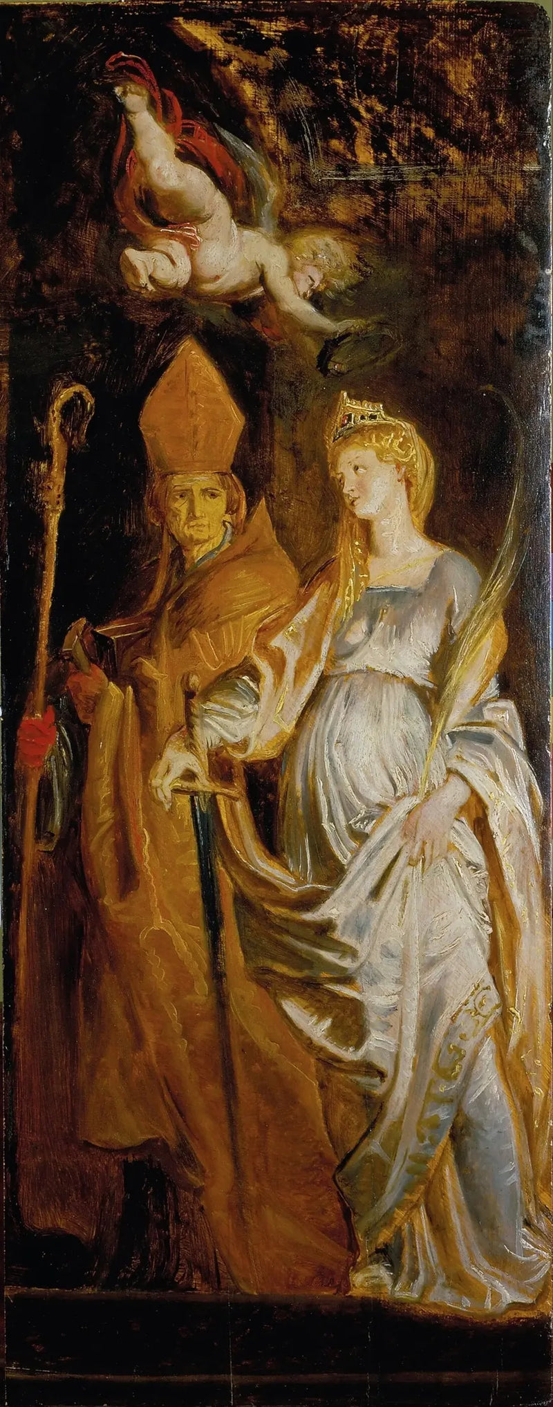 Santa Catarina de Alexandria e São Eloi (associados aos santos Amand e Walburga) - Peter Paul Rubens