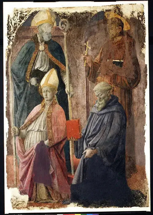 Santos Agostinho e Francisco, um Bispo Santo, e São Bento - Fra Filippo Lippi
