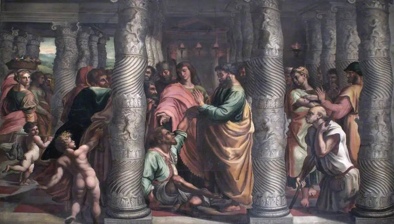 Santos Pedro e João na bela porta - Rafael Sanzio