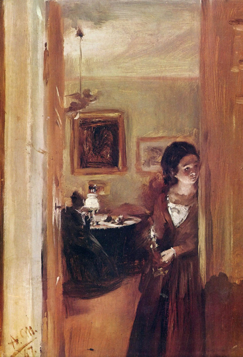 Salão com a irmã do artista - Adolph von Menzel