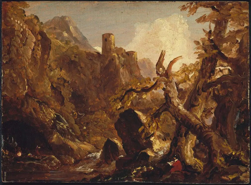 Salvator Rosa desenhando bandidos - Thomas Cole
