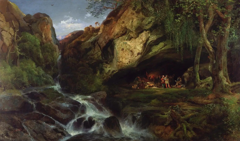 Salvator Rosa desenhando os Banditti - Thomas Moran
