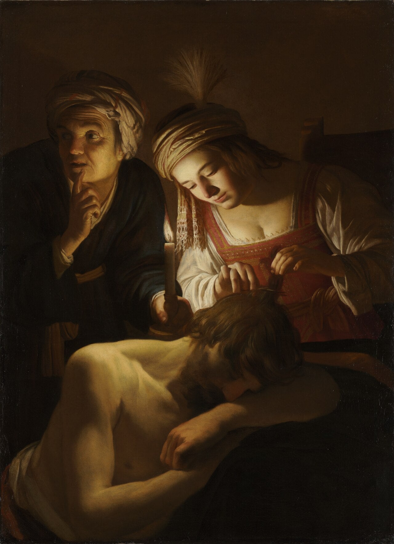 Samson et Dalila - Gerrit van Honthorst image 1 copie peinte à la main à l’huile