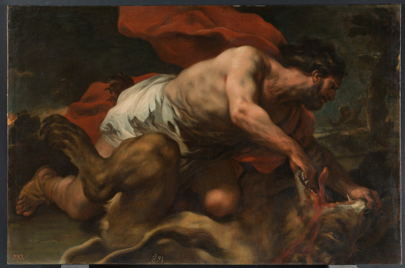 Samson e o leão - Luca Giordano