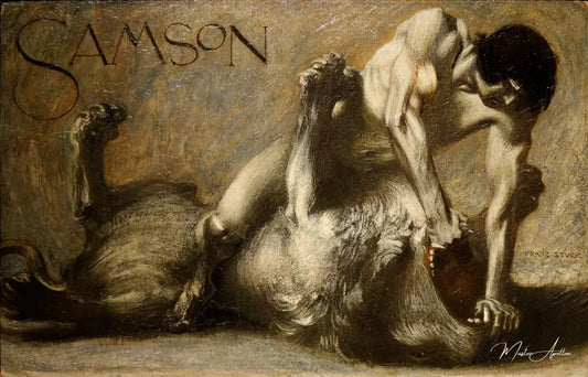 Samson. Le Combat avec le Lion - Franz Von Stuck Reproductions de tableaux à la peinture à l’huile