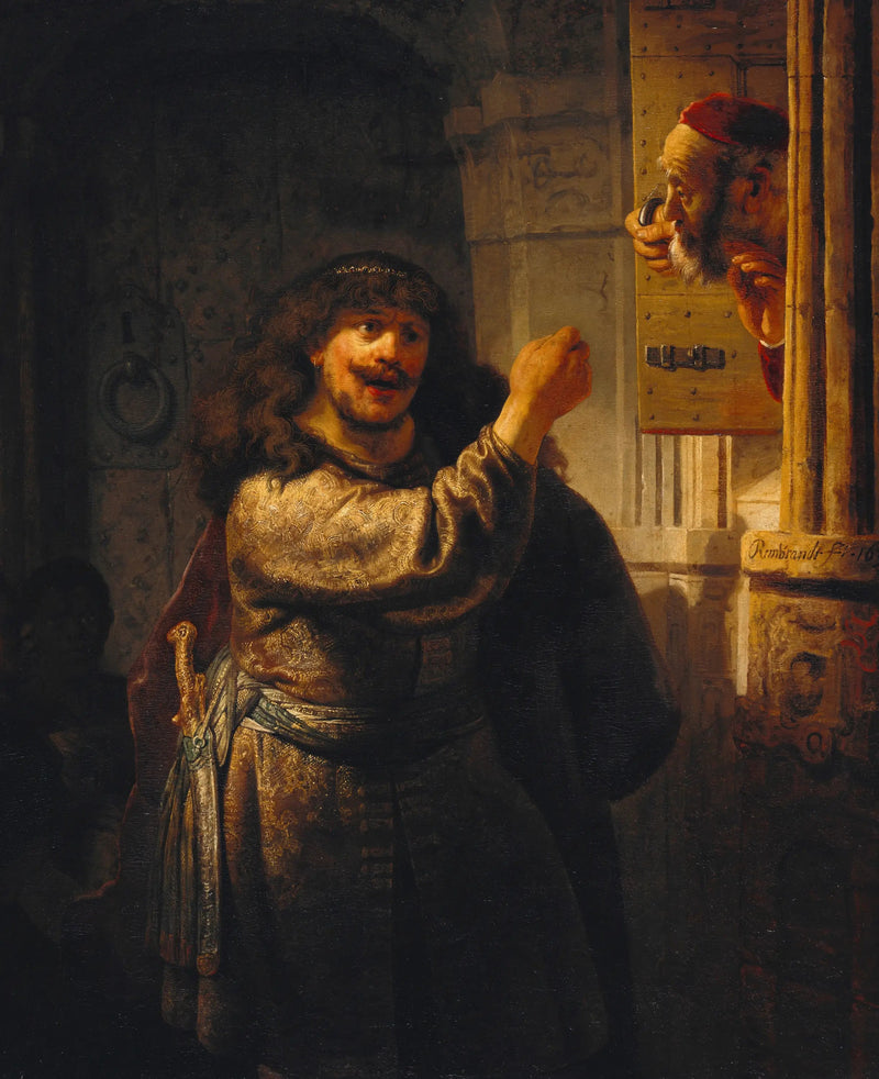 Samson ameaça seu sogro - Rembrandt