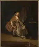 Saskia vestindo um rico vestido como Bate-Seba (sozinha) com a carta de Davi - Rembrandt