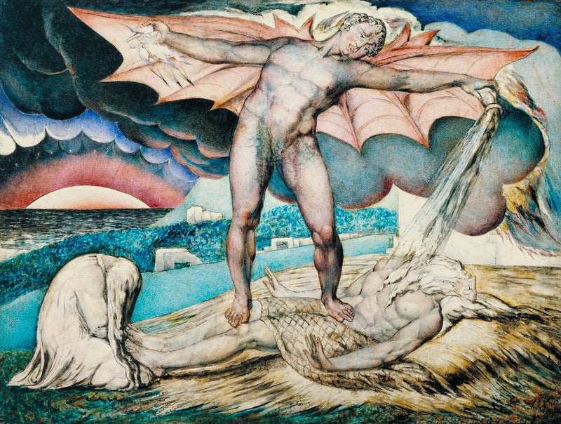 Satanás castiga Jó com furúnculos dolorosos - William Blake