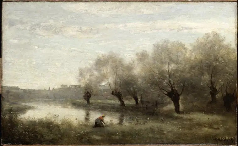 Saulaie no topo de um pântano - Jean-Baptiste Camille Corot