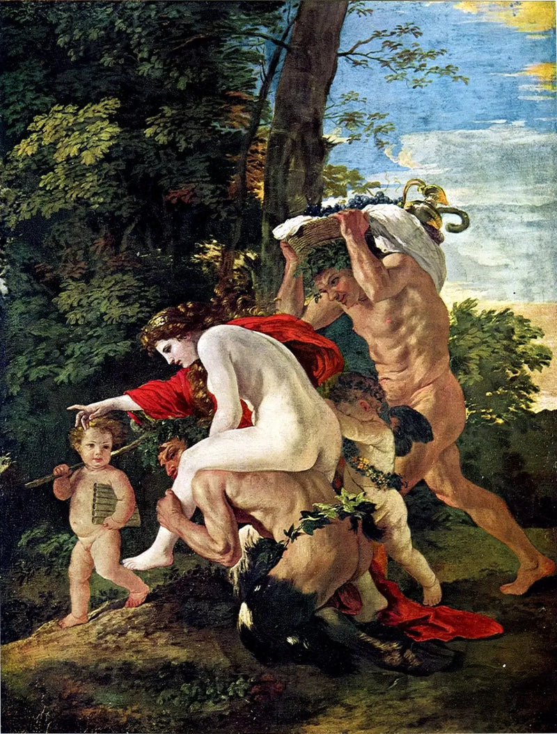 Cena bacchica ou Ninfa cavalgando um sátiro - Nicolas Poussin