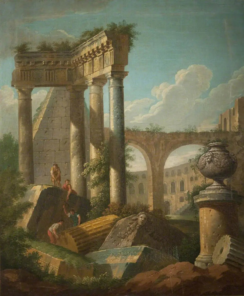 Cena clássica (Templo em ruína) - Giovanni Paolo Panini