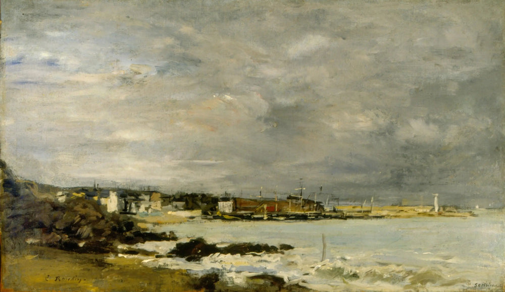 Scène d'une plage et de récifs - Eugène Boudin image 1 copie peinte à la main à l’huile