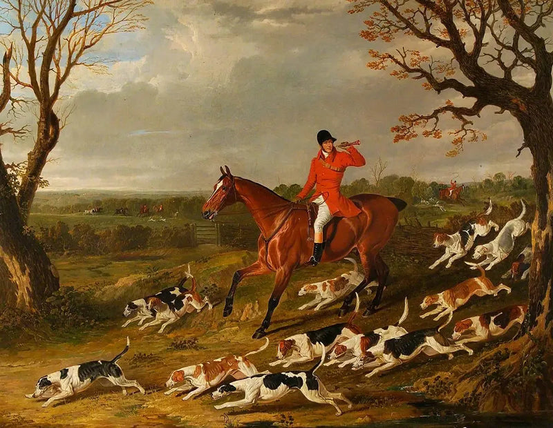 Cena de caça com cães de raposa - John Frederick Herring, Sr.