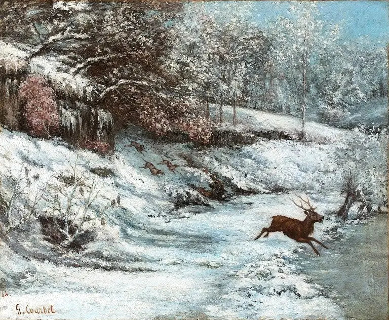 Cena de caça sob a neve - Gustave Courbet