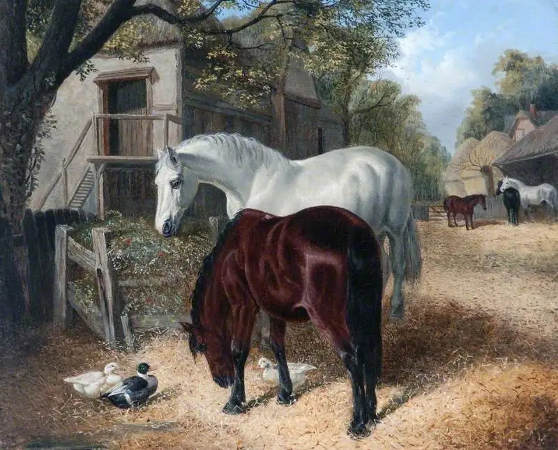 Cena de fazenda com cavalos - John Frederick Herring, Sr.