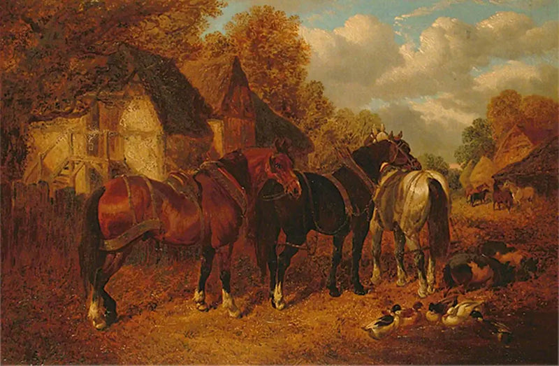 Cena de fazenda com cavalos de tração - John Frederick Herring, Sr.