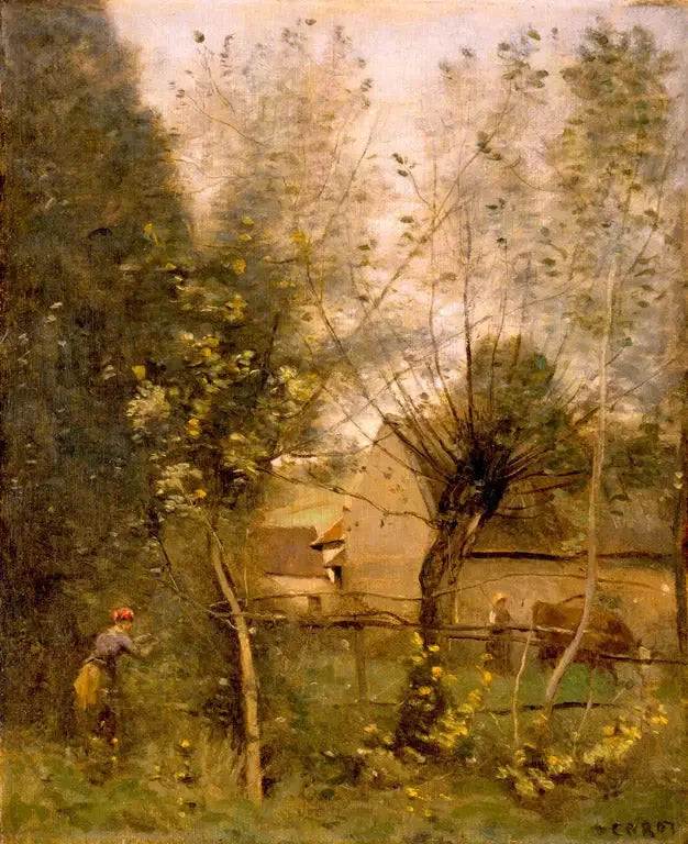 Cena de fazenda - Jean-Baptiste Camille Corot